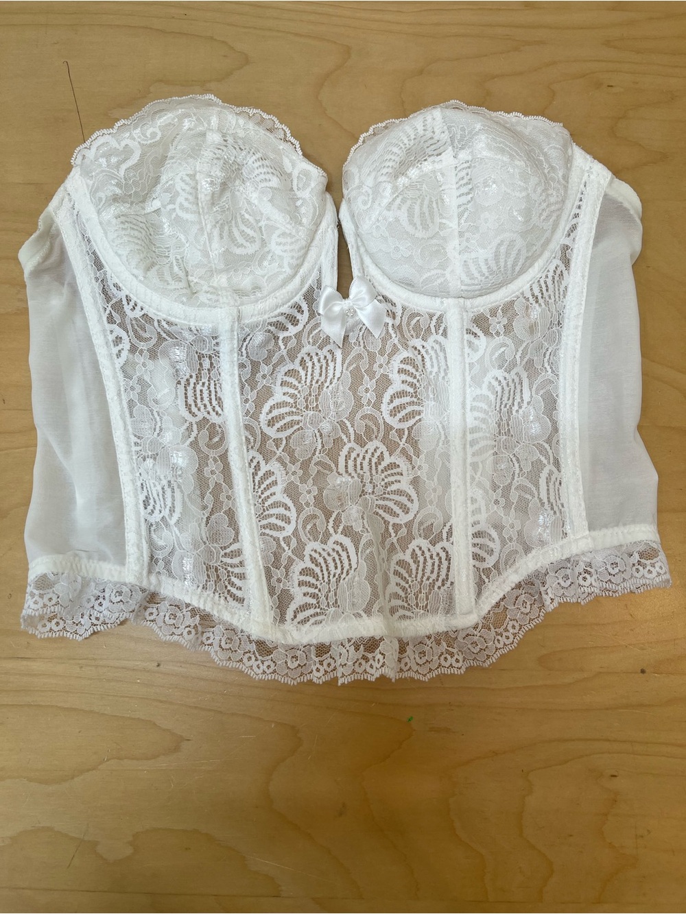White Lace Longline Bustier Corset Top - Women Intimates size 34C